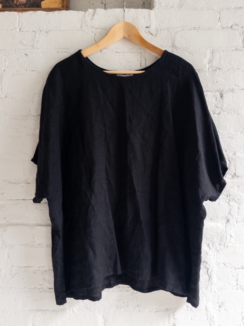 Vintage 100% Linen Oversized Top in Black, size XL